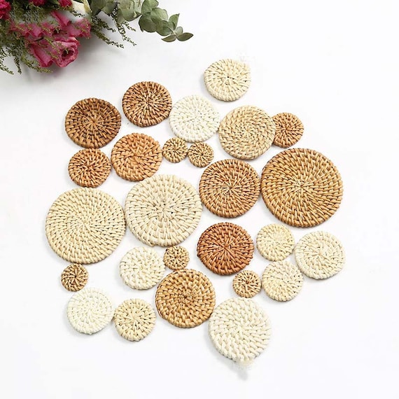 4PCS Rattan Weaving Circular Weave Earring Findings, Boho earring making, Vacation Style Hawaii Handmade Earring Finding BS007