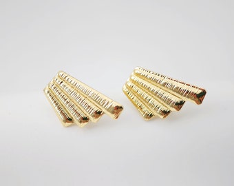 Ray Brushed Faceted Earring Post with Loop, 18K Gold Plated, Nickel Free Earrings, Hypoallergenic Earring Findings D0205