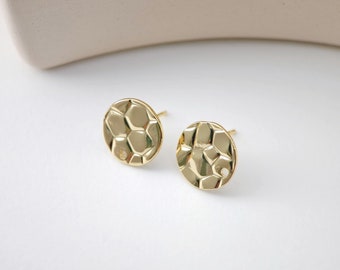 18K Gold Round Engraved Post With Loop, Round Stud Earring Nickel Free, 12.7mm, Hypoallergenic Earring Findings D0197