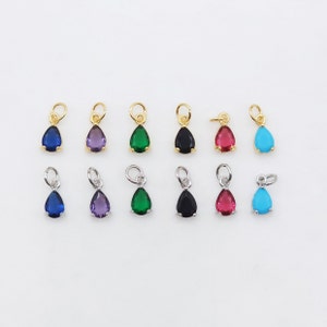 Crystal Tiny Teardrop Charms, 9 Color Crystal You Choose, 18K Gold/Silver Plated Teardrop Pendant, Jewelry Findings S20527