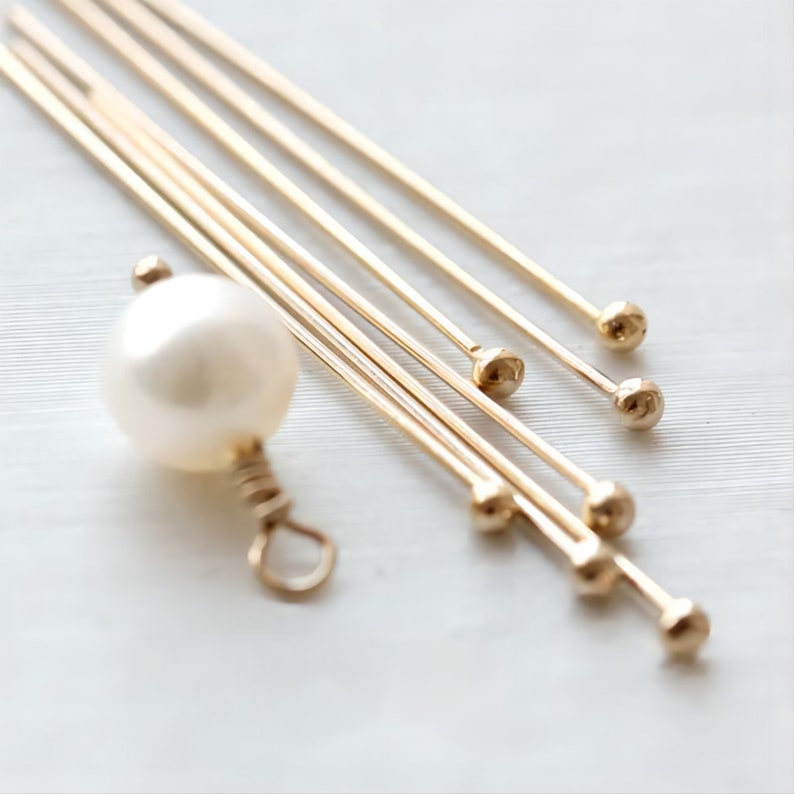 14K Gold Filled Ball Pins- [10PCS] 23/25/27/31 Gauge Ball Head Pins ...