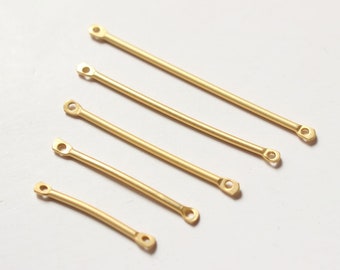 10pc Long Bar Connector, 18K Matte Gold Plated Bar Charm, 20mm,25mm,30mm,40mm Earring Making Findings GZ208