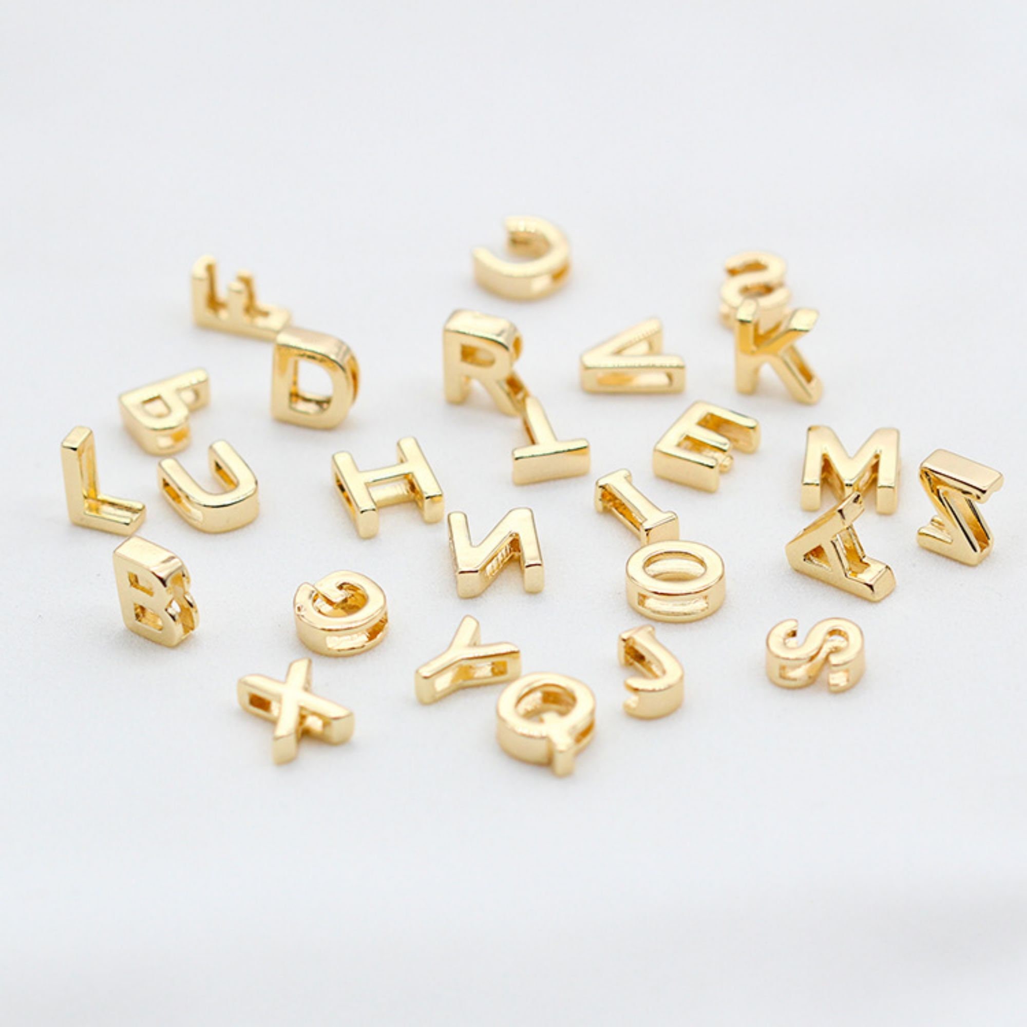 9x9mm Gold Initial Letter Beads, Alphabet Beads, Initial Beads