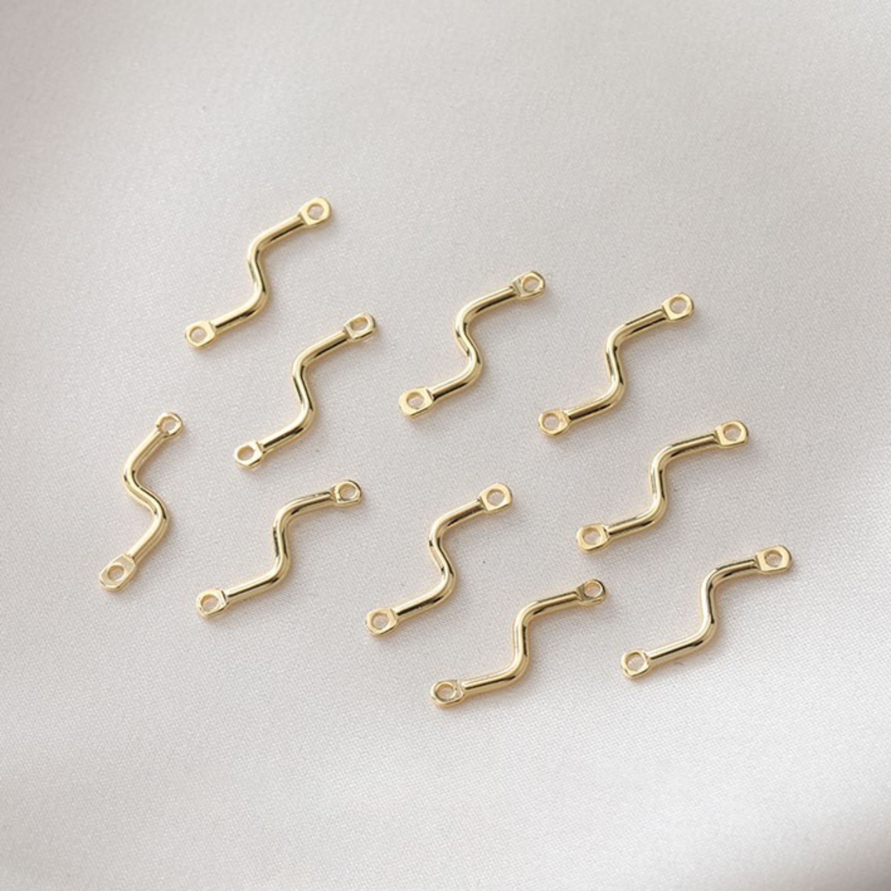アクセサリー Epigenetics 10pcs Danity Wave Connector With Loops, 14K Gold/silver