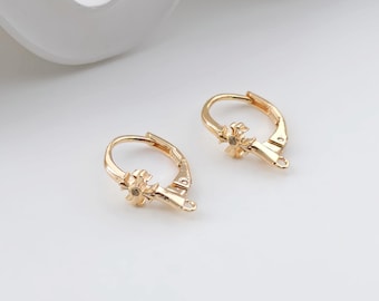 14K Gold Plated Oval Hoop Earring, Huggie Hoops Earring Parts, Lever Back, 15mm, Oval Hoop earring for Jewelry Making ZX328