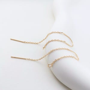 10Pcs- 14K Gold Plated Ear Threader, 65mm Threader Earrings, Oval Chain Wire With Loop, Chain Earrings, Z055