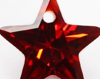Garnet Red Star Cubic Zirconia Loose Stones, Single Hole Star CZ Blanks, Multi Sizes DIY Jewelry Making Supplie ZS036