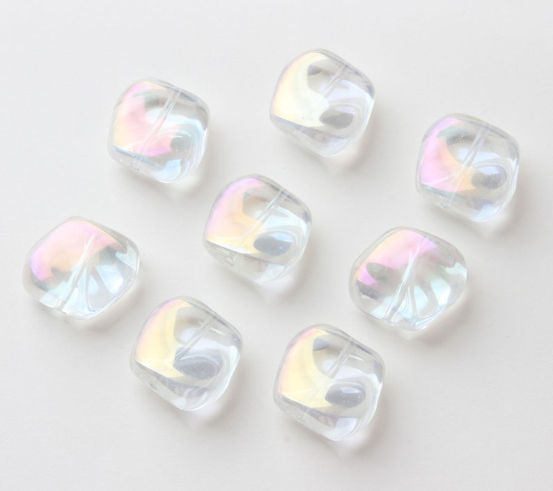 Perles de verre carrées irrégulières, 19x7mm, perles en verre cristal pour la fabrication de bijoux, perles de bricolage trouver GZ019 Aurora Clear