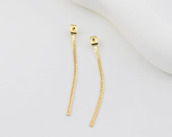 10 stuks 18k echt vergulde achterkant oorbel met kettingkwastjes, hypoallergene achterkant van oorbellen voor stekers, sieraden maken bevindingen ZX364
