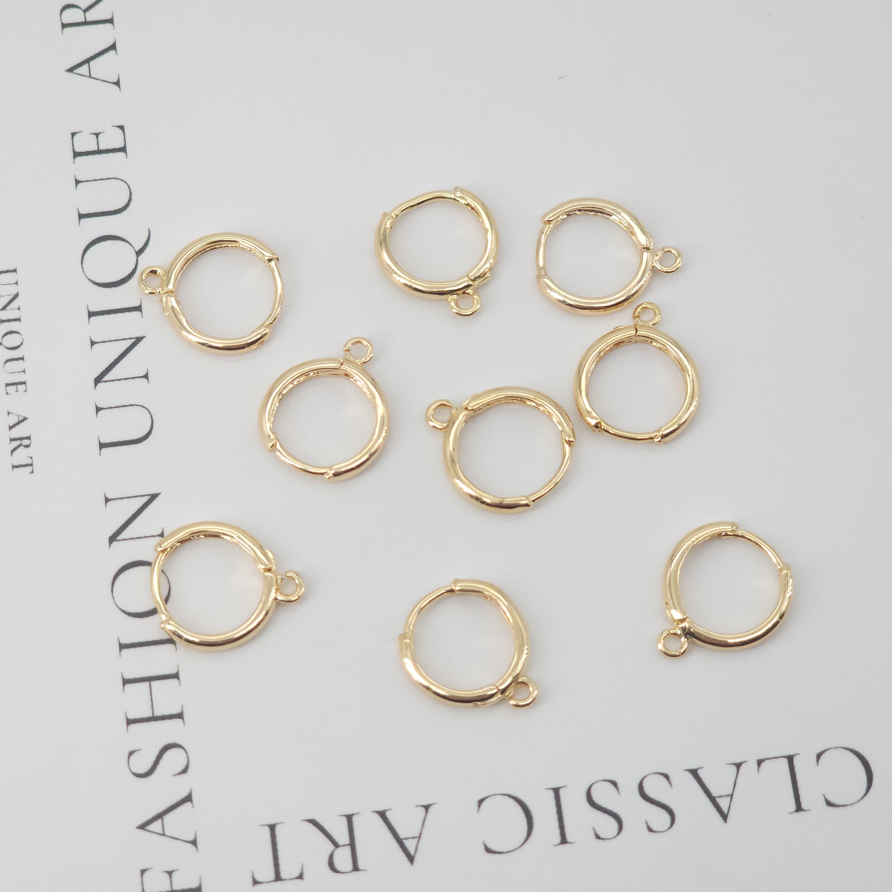 Gold/silver Round Ear Hoops, 13x16mm, 18K Gold Plated