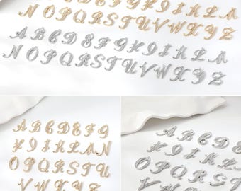 Cursive Initial Letter Charm, 14K Gold Plated, Cubic Zirconia Script Alphabet Pendant,  For DIY Necklace Personalized Jewelry Making GZ1027