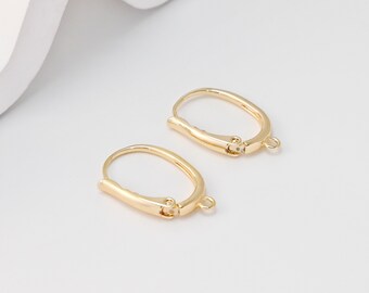 18K Gold Plated Oval Hoop Earring, Huggie Hoops Earring Parts, Lever Back, 23*14.4mm, Oval Hoop earring for Jewelry Making ZX371