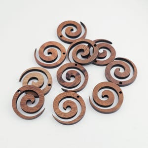 Round Geometric Shape Wood Charms, Wooden Pendant, Reclaimed Walnut Wood, Geometric Statement Wood Earrings Diy Ideas JT1014