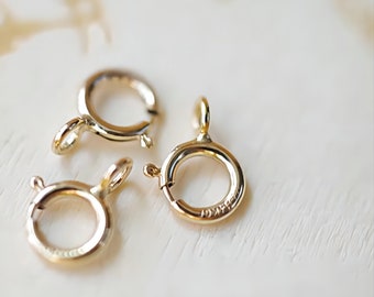 10PCS- 14K Gold Filled Spring Clasp, 5mm/5.5mm/6mm, Open Spring Clasp, Closed Spring Clasp, Necklace Clasp with Loops B009