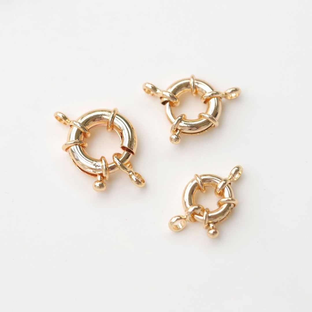 10PCS Wheel Spring Clasp, 18K Gold Plated, 11mm,13mm,15mm, Open Spring ...