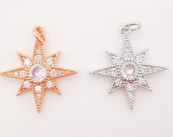 CH0007-20pcs-Gold Plated-21.5*15mm Cubic Drop Charms-Cubic Star Pendant-Necklace Earrings Making Supply