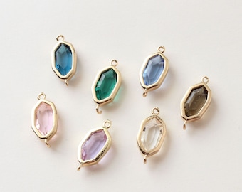 Danity Oval Connector with 2 loops, 14K Gold Plated, Crystal Connectors, 12x15mm Jewelry Findings ZZ025