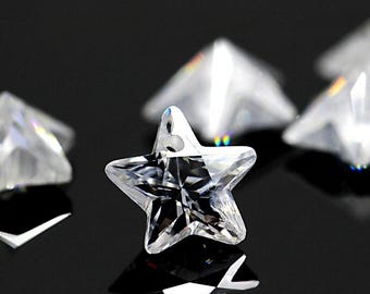 Gefacetteerde witte ster kubieke zirkonia met gat, geboorde pentagram CZ hanger in verschillende maten, sieraden doe-het-zelf losse edelsteen bedel ZS040