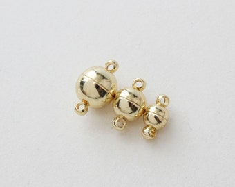 Ball Magnetic Clasp, One Pair, 14K Gold Plated, 6mm,8mm,10mm, Clasp with loop, Connector, Bracelet Making Clasp GZ218-ZX7017