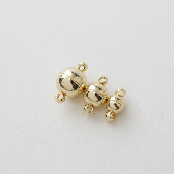 Ball Magnetic Clasp, One Pair, 14K Gold Plated, 6mm,8mm,10mm, Clasp with loop, Connector, Bracelet Making Clasp GZ218-ZX7017