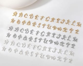 Cursive Initial Letter Charm, 14K Gold Plated, Cubic Zirconia Script Alphabet Pendant,  For DIY Necklace Personalized Jewelry Making GZ1026