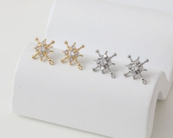 Kubischer Nordstern Post mit Schlaufe, Ohrstift Nickelfrei Ohrring, Gold / Silber Kreuz Ohrstecker, hypoallergen Ohrring ZZ046
