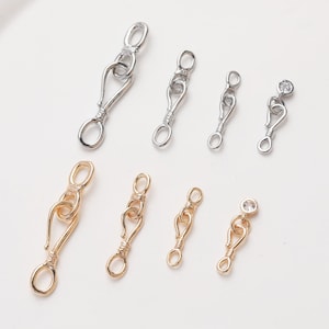 Cierre de anzuelo, conector para collar, chapado en oro/plata de 14 quilates, para hacer collares y pulseras, accesorio de joyería JG008