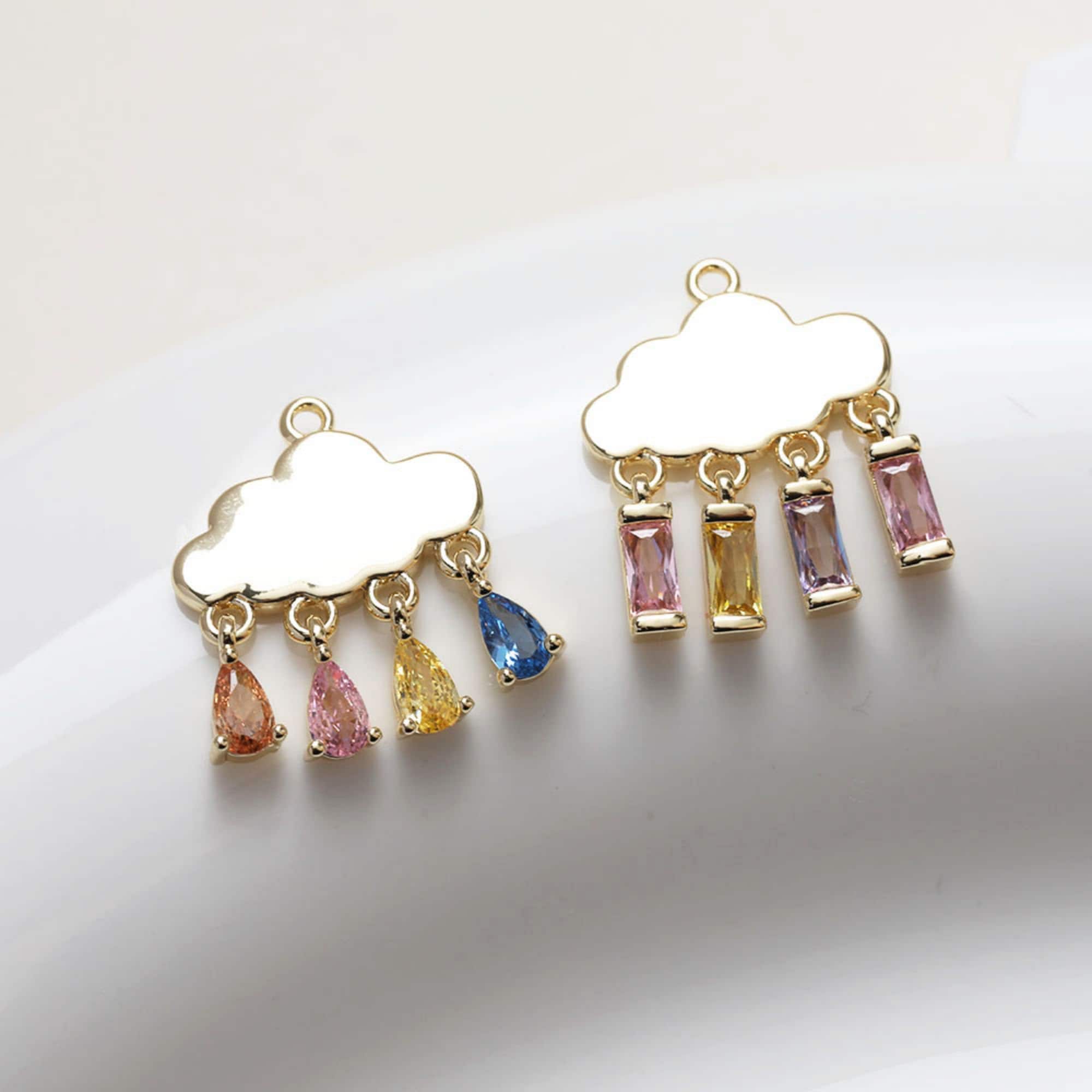 コアナニ チャーム Dainty Cloud Charm, Coloured Cubiz Zircon Pendant, 18K Gold