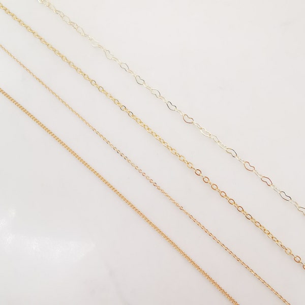 18K Gold Cable Chain, Vine Chain, Heart Chain, Chains For Jewelry, Unfinished Chain, Hypoallergenic, Necklace Making Findings ZX068