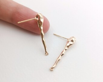 Orecchino a perno martellato con anello, senza nichel, colore oro/argento, ipoallergenico, codice ZX102