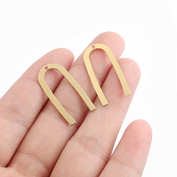 50pcs Raw Brass Geometric Pendant, Textured Arch Shape Charm, Clay Earring Making Findings, Handmade earring making Supplies Finding ST163
