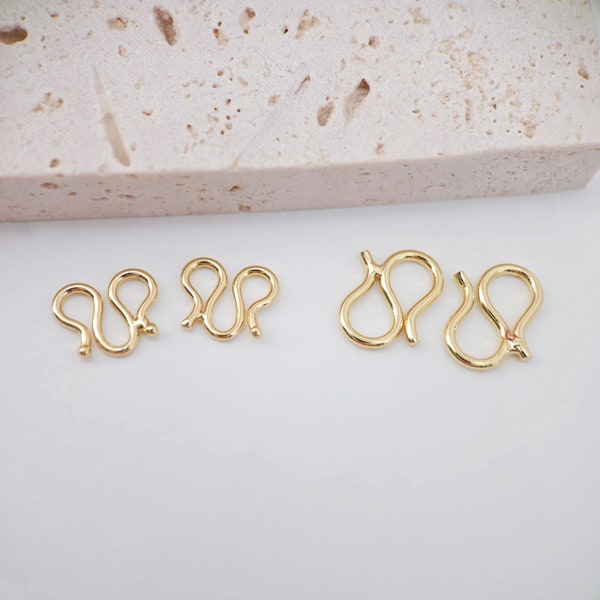 20PCS- M Hook Clasps, S Hook, 18K Gold Plated W Clasp, S Clasps, Necklace Bracelet Making Clasp, Jewelry Findings S20364