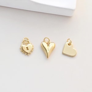 Heart Lock Pendant, Heart Charm, 18K Gold Plated Necklace Making Pendant, Love Pendant, Jewelry Findings S1329