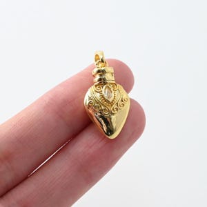Vintage Gold Bottle Charms, 18K Real Gold Plated Pave CZ Bottle Pendants, Vintage Necklace Making Charms S20450 image 7