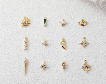 Collectie oorbelbedels, 18k verguld, CZ effenen bedels, oorbelhanger voor het maken van oorbellen, bevindingen sieraden maken