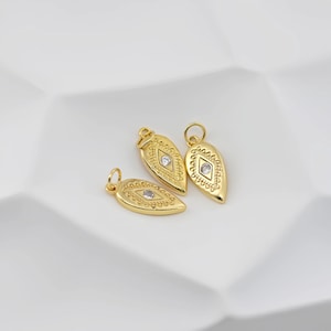 Teardrop Charm, Clear Cubic Pave Charm, Tear Drop Pendant, Bracelet Necklace Making, Gold Plated Jewelry Findings S20630
