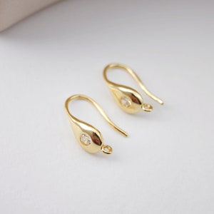 18K Gold Plated Ear Wires, Cubic Pave Earring Hooks, Nickel Free, Fish Hooks, Ear Wires for Jewelry Making D0164