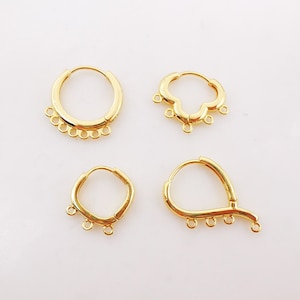 10PCS Leverback Earring Parts with loops, 18K Gold Plated Huggie Hoops Earring Parts, Ear Hoops, earring findings for Jewelry Making S364