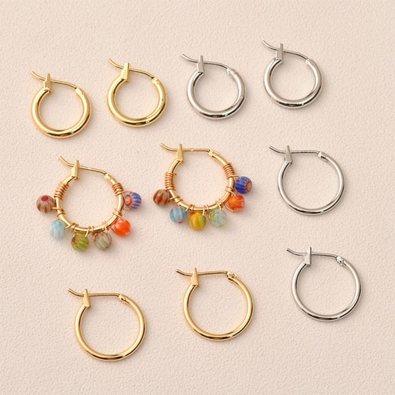 5pairs 5.8mm Real Gold Plated Brass Round Zircon Ear Studs