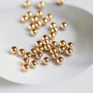 14 Karat Gold gefüllte Perlen, 2 mm/2,5 mm/3 mm/4 mm/5 mm/6 mm/8 mm, goldgefüllte runde Perlen, goldene Zwischenperlen für die Schmuckherstellung, anlaufgeschützt