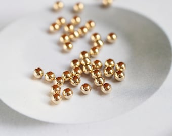 Perles remplies d'or 14K, 2mm/2.5mm/3mm/4mm/5mm/6mm/8mm, perles rondes remplies d'or, perles d'espacement d'or pour la fabrication de bijoux, résistant au ternissement