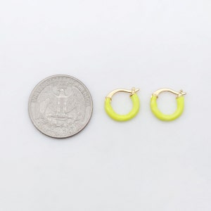 Multicolor Enamel Ear Hoops, 15mm, 9 colours you choose, 18K Gold Plated Leverback Earrings, Huggie Hoops Earring S20521 Yellow