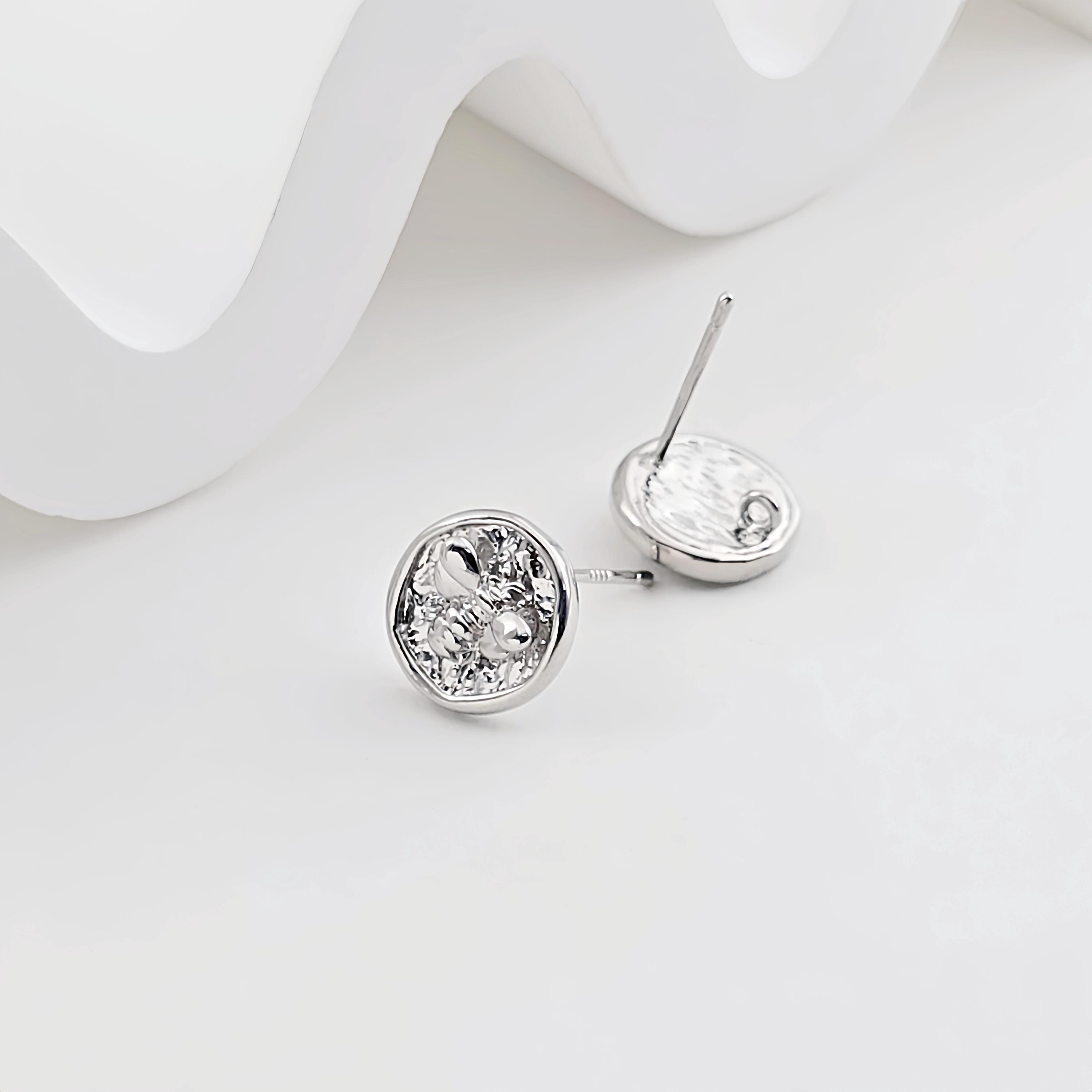 Round Gold Bee Earring Post With Loop, Pin Nickel Free Earrings