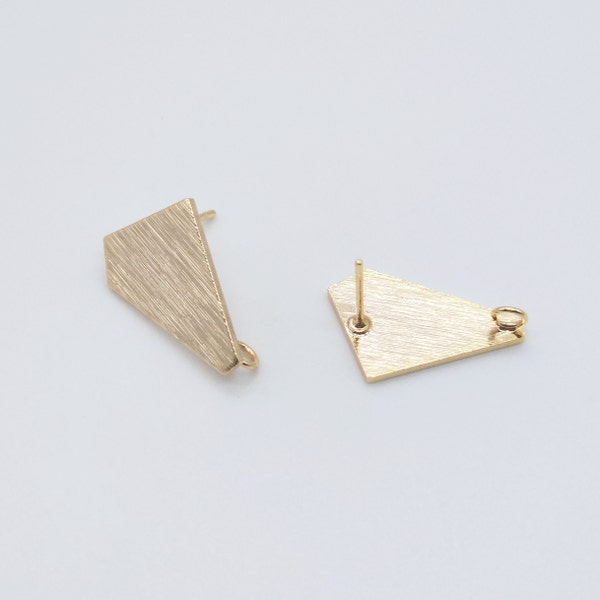 10pcs Abstract Geometry Gold Earring Post With Loop, Brushed Finish, Nickel Free Earrings, Hypoallergenic Earring Findings ZX103