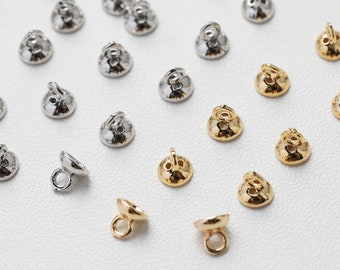 10pcs Beads Caps with holes, Bead Cones, 18K Gold Plated, With Loop, 4.3*4.3mm, Pearl Bead Caps, Jewelry Making GE111