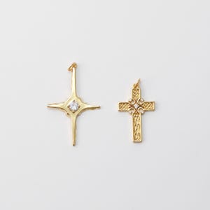 Cross Charms, CZ Pave Cross Pendant, 18K Gold Plated Brass, Necklace Making Charms, Jewelry Findings