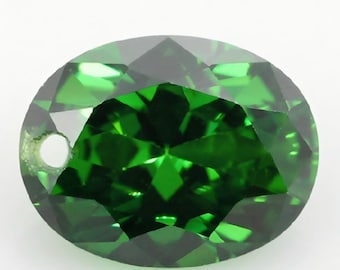 Green Oval Cubic Zirconia Loose Stones, Single Hole CZ Blanks, Multi Sizes DIY Jewelry Making Supplies ZS019