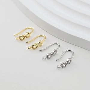 18K Gold Plated Ear Wires, Infinity Sign, Cubic Pave Earring Hooks, Nickel Free, Fish Hooks, Ear Wires for Jewelry Making D0268