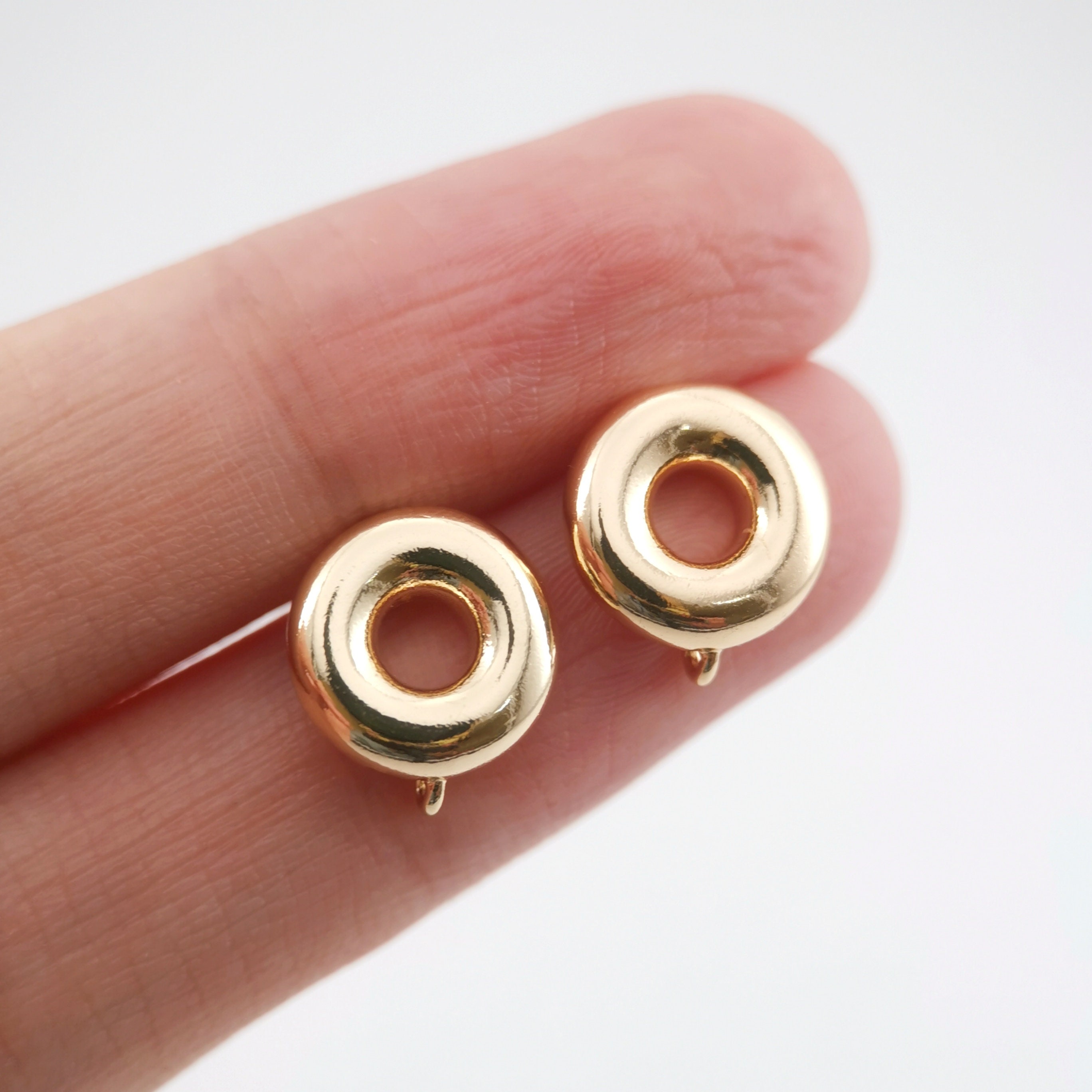 Round Geometry Earring Post, S925 Silver Pin, 18K Gold/silver