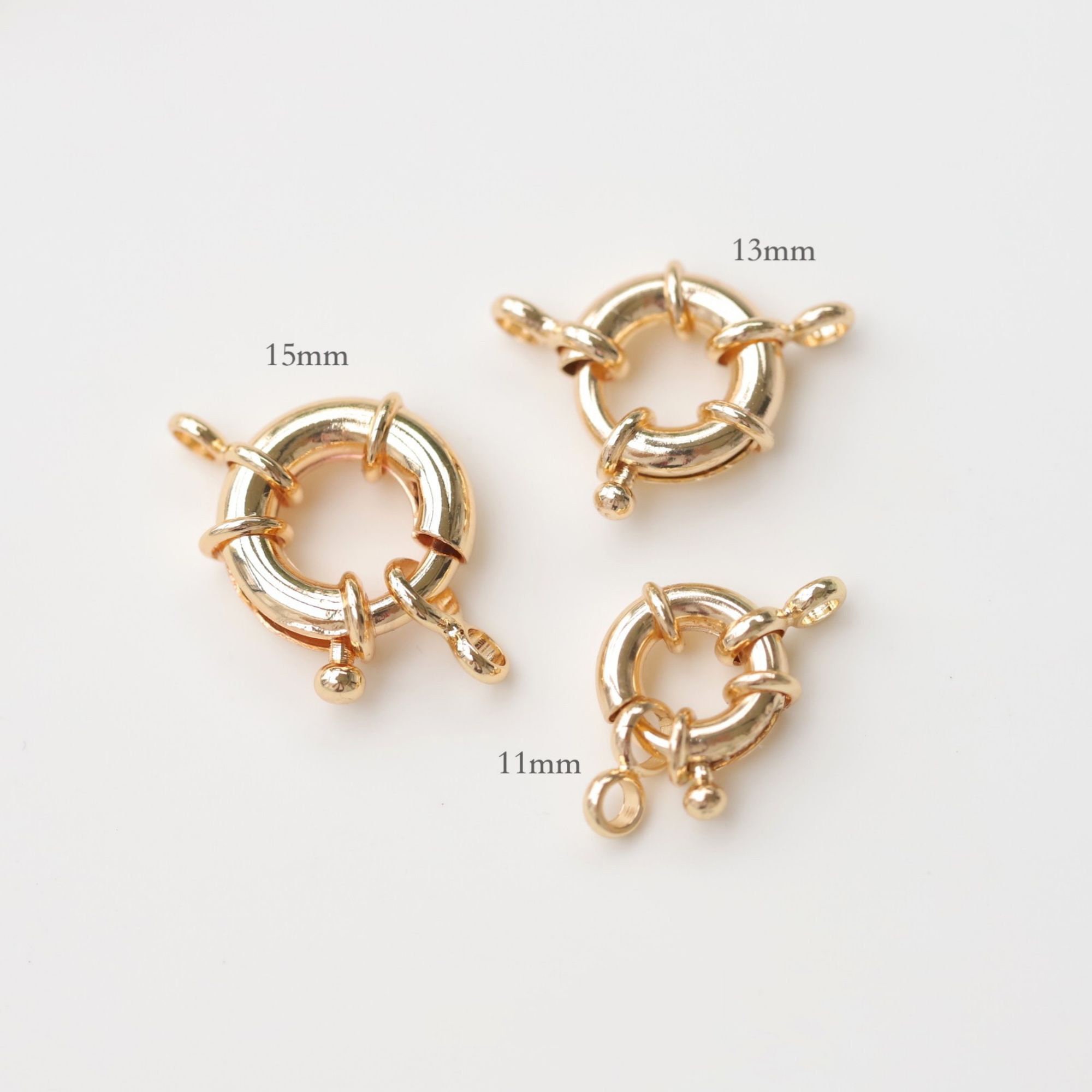 10PCS Wheel Spring Clasp, 18K Gold Plated, 11mm,13mm,15mm, Open Spring ...